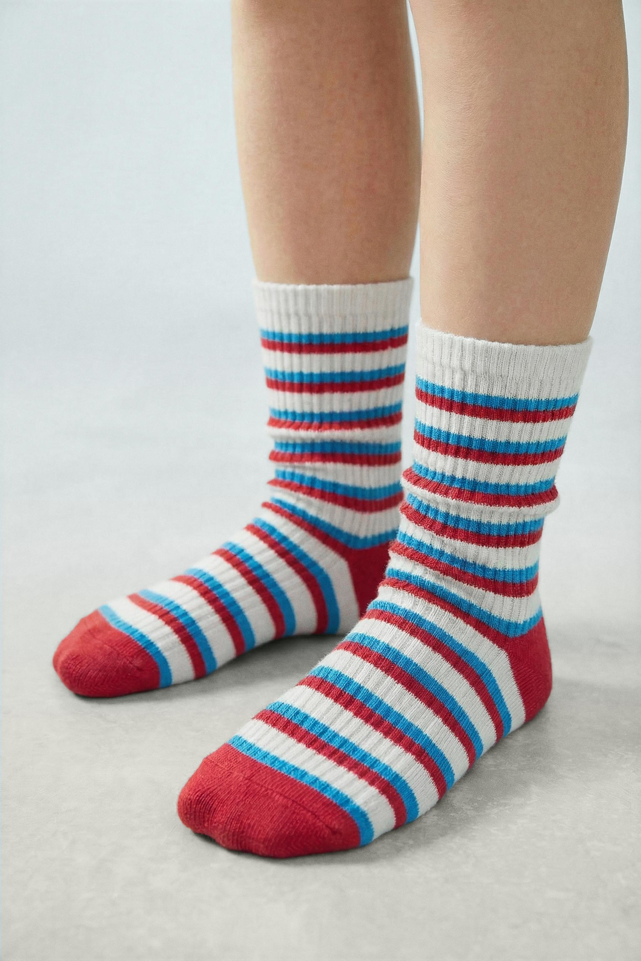 LOT DE DEUX PAIRES CHAUSSETTES LONGUES À RAYURES
